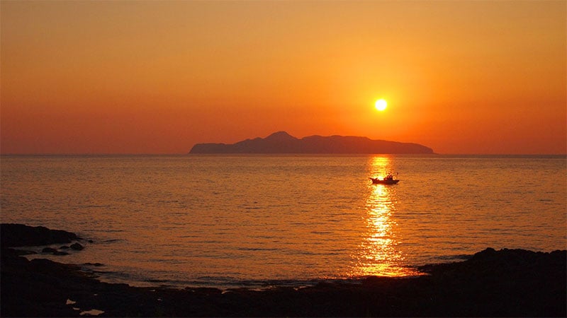 Setting Sun, seen from Hado-Misaki Campsite